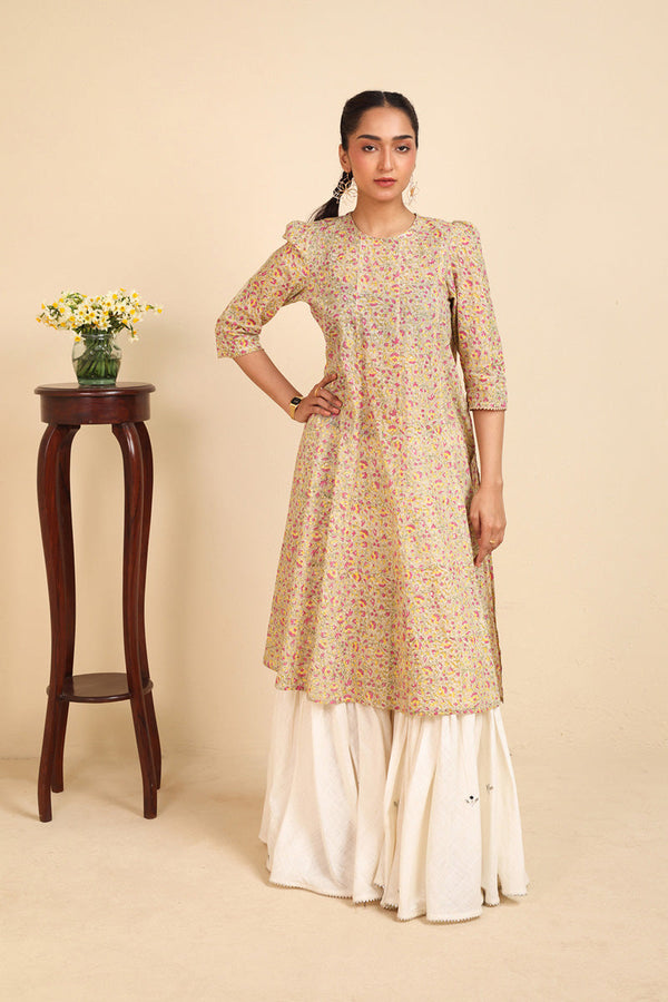 Block-Printed Flared Kurta