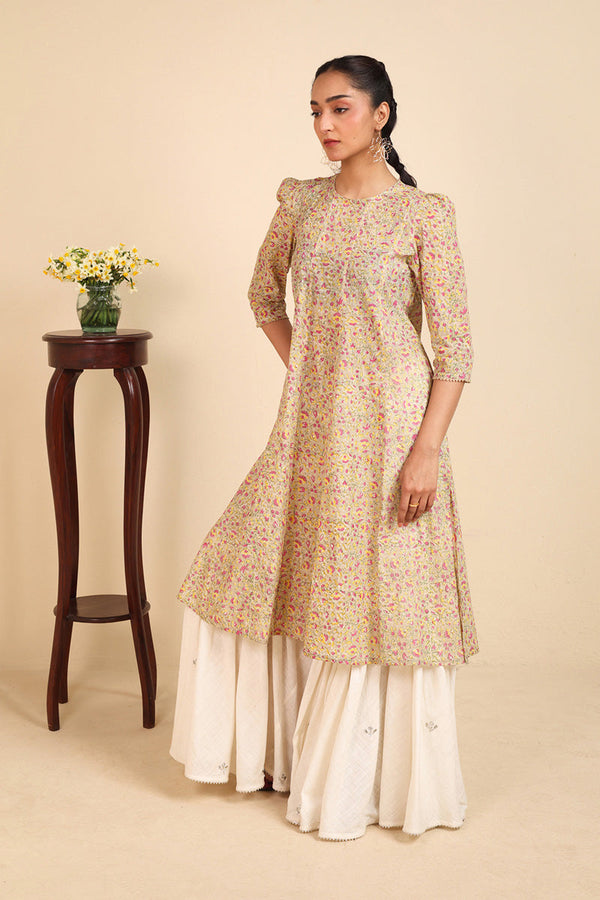 Block-Printed Flared Kurta