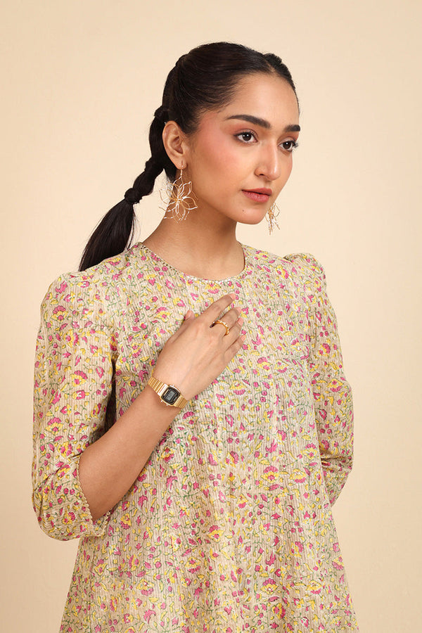 Block-Printed Flared Kurta