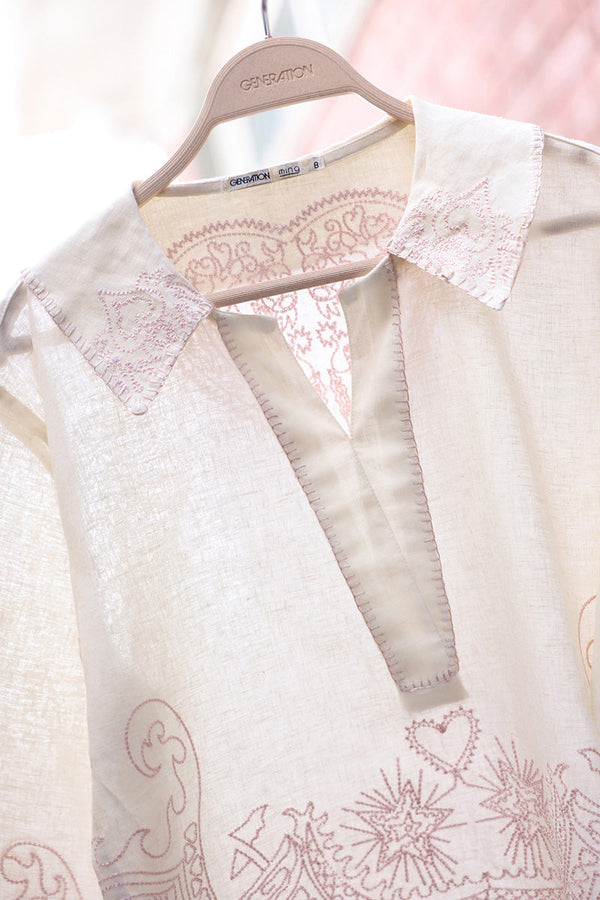 Heartline Embroidered Top