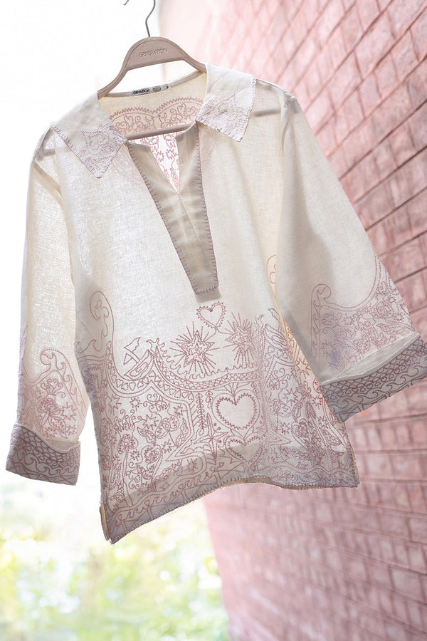 Heartline Embroidered Top