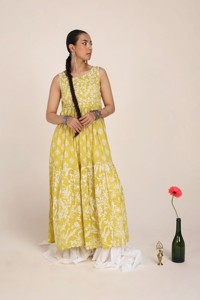 Sea Foam Aangan Tiered Frock