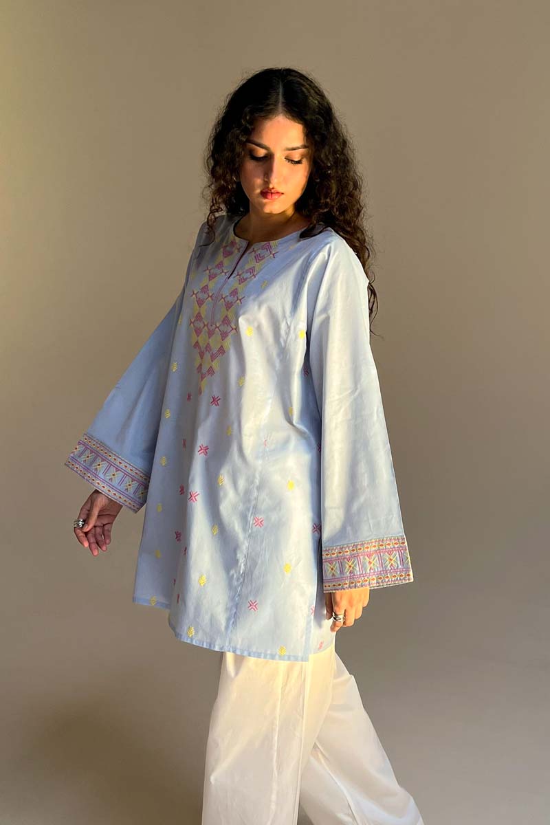 Lemon Blush Embroidered Kurti