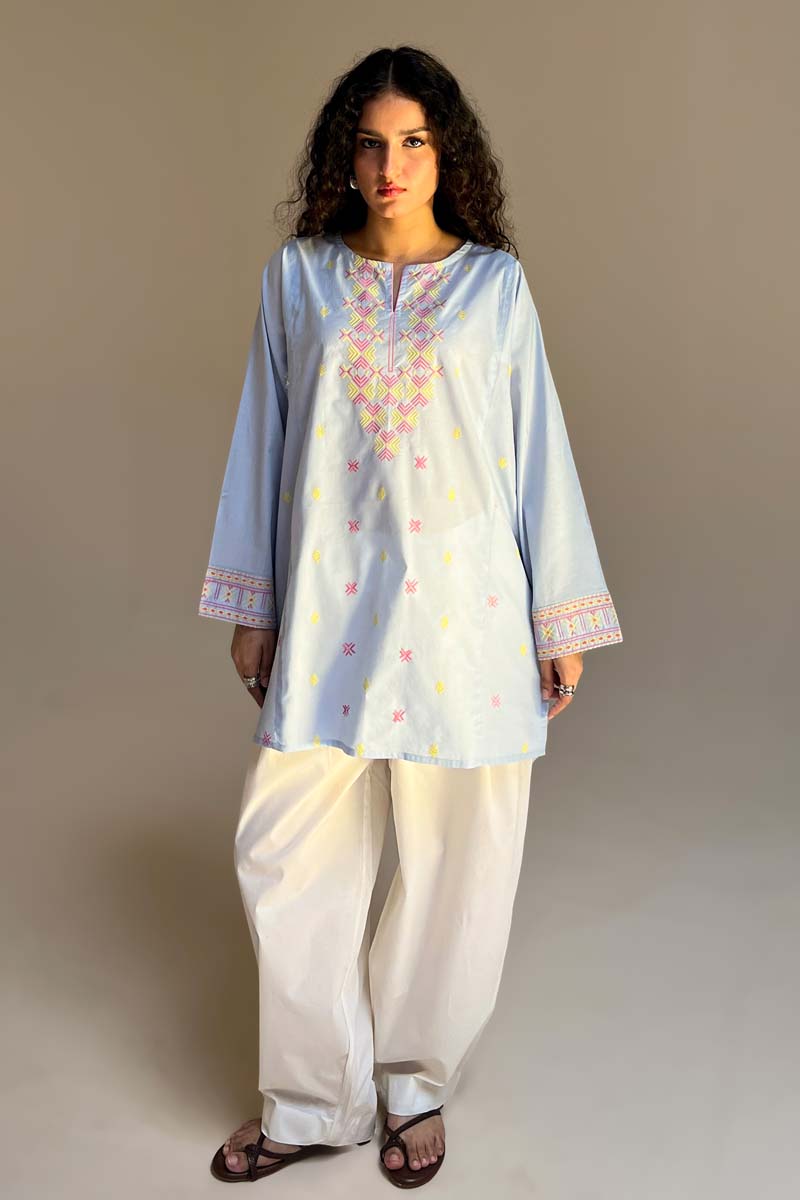 Lemon Blush Embroidered Kurti