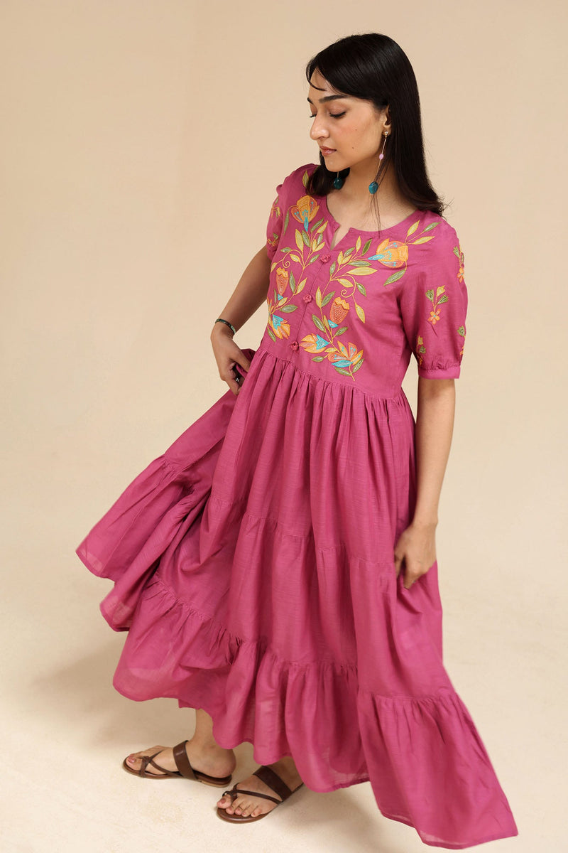 Phool Embroidered Tiered Set