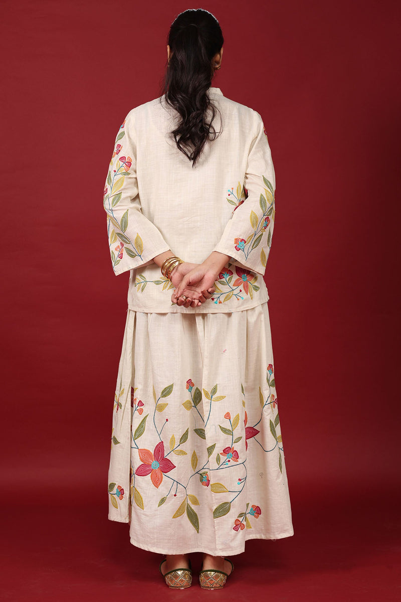 Floral Embroidered Skirt Set