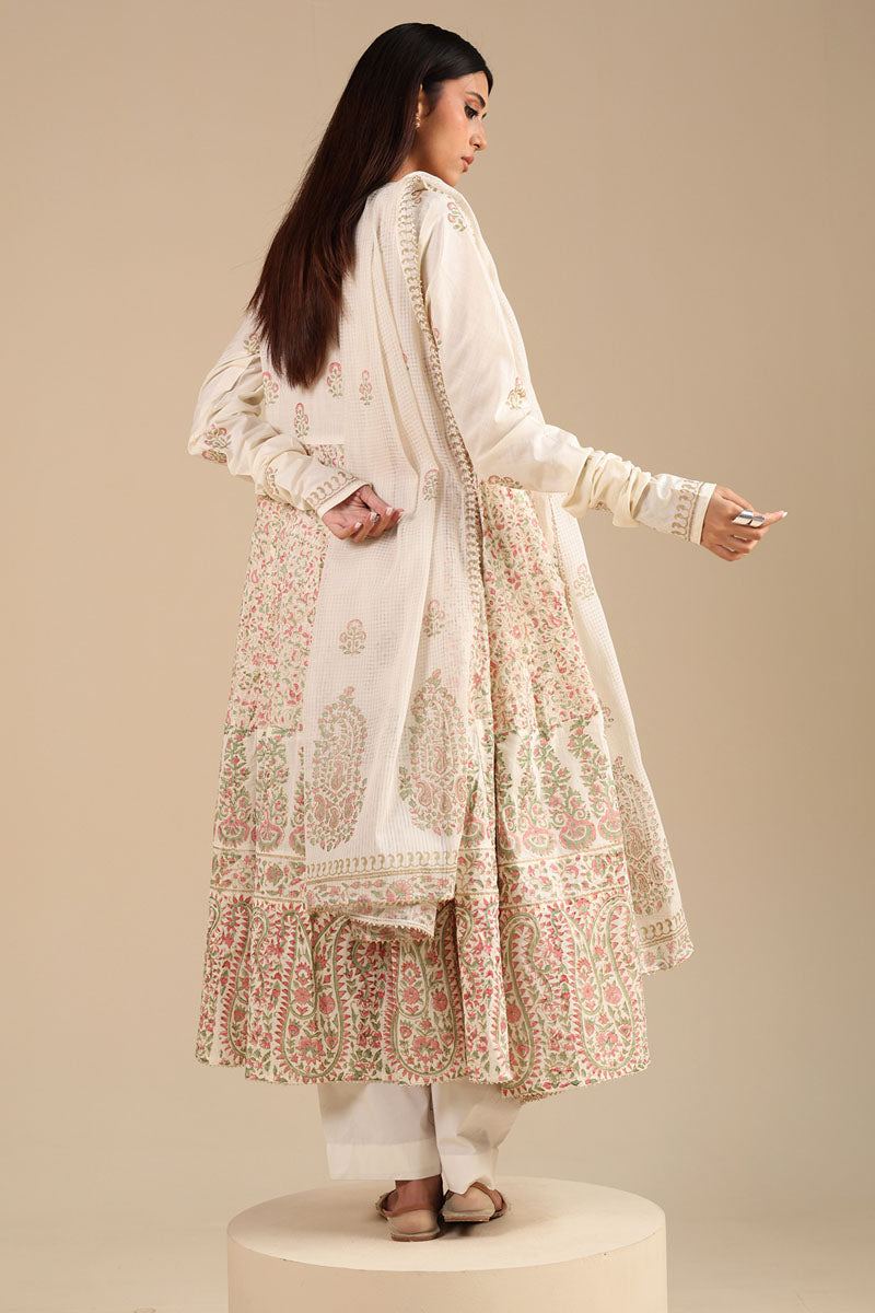 Hand Block-Printed Anarkali Set