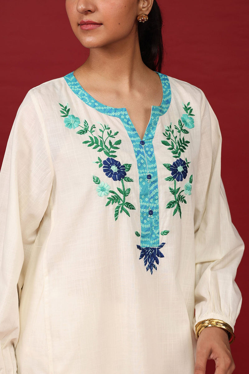 Hand-Embroidered Floral Shirt