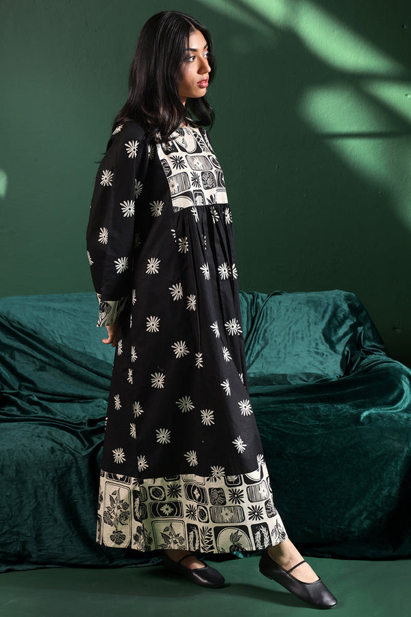 Linocut Cascade Dress