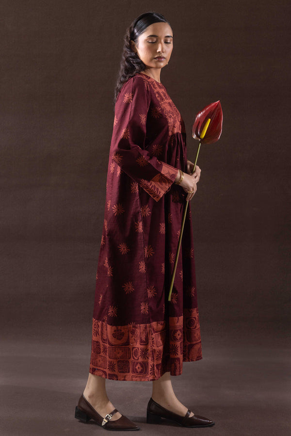 Linocut Cascade Dress