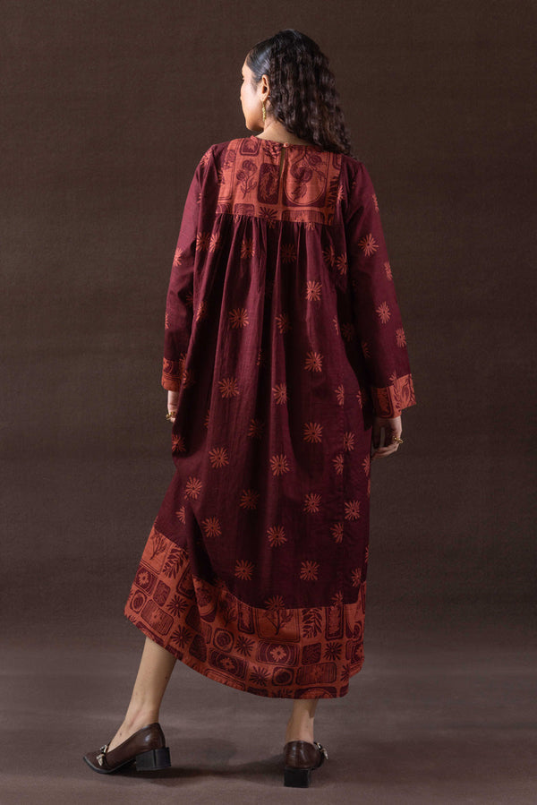 Linocut Cascade Dress