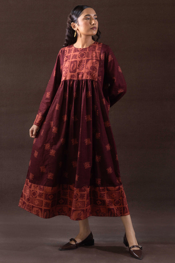 Linocut Cascade Dress