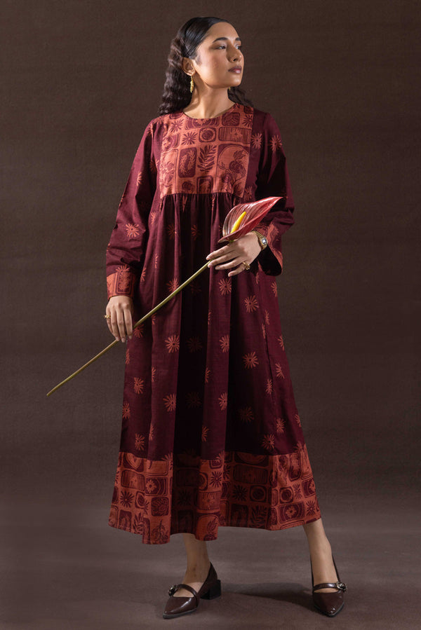 Linocut Cascade Dress