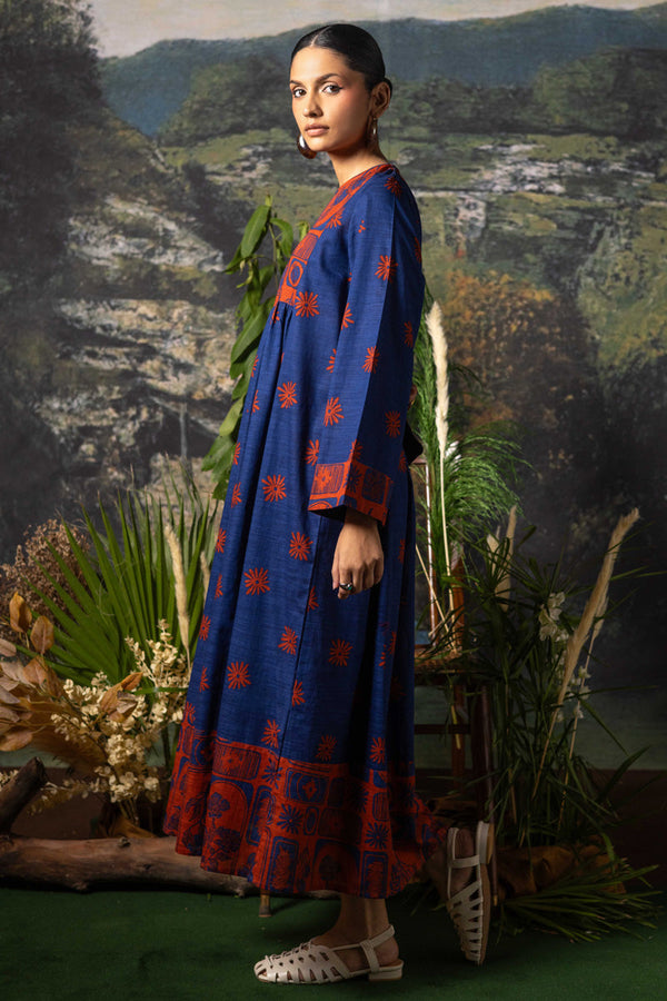 Linocut Cascade Dress