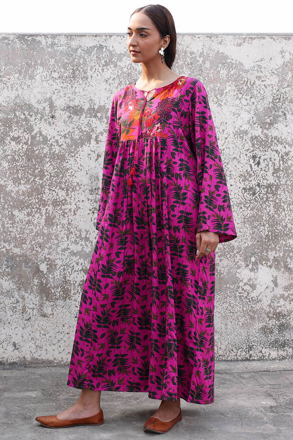 Vibrant Roses Flared Dress