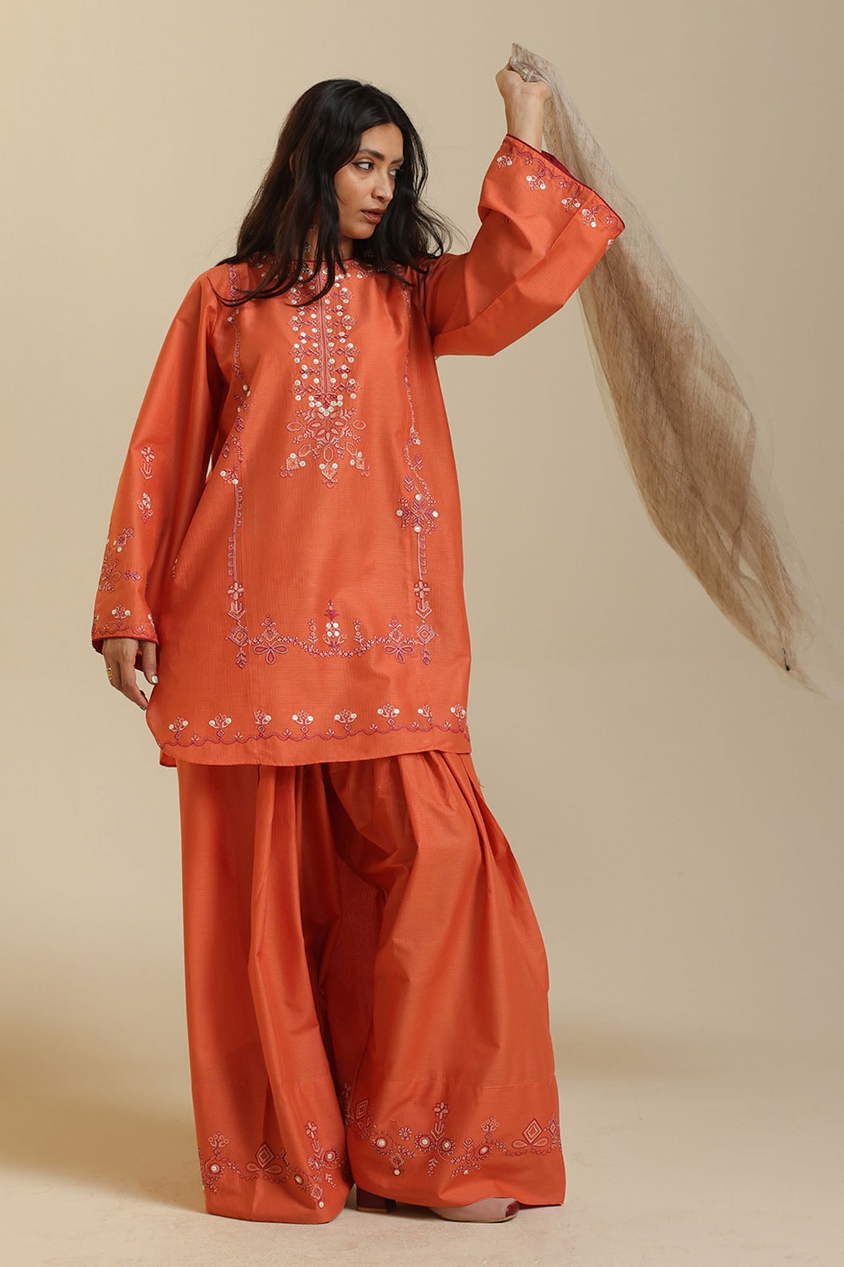 Zar Embroidered Farshi Set