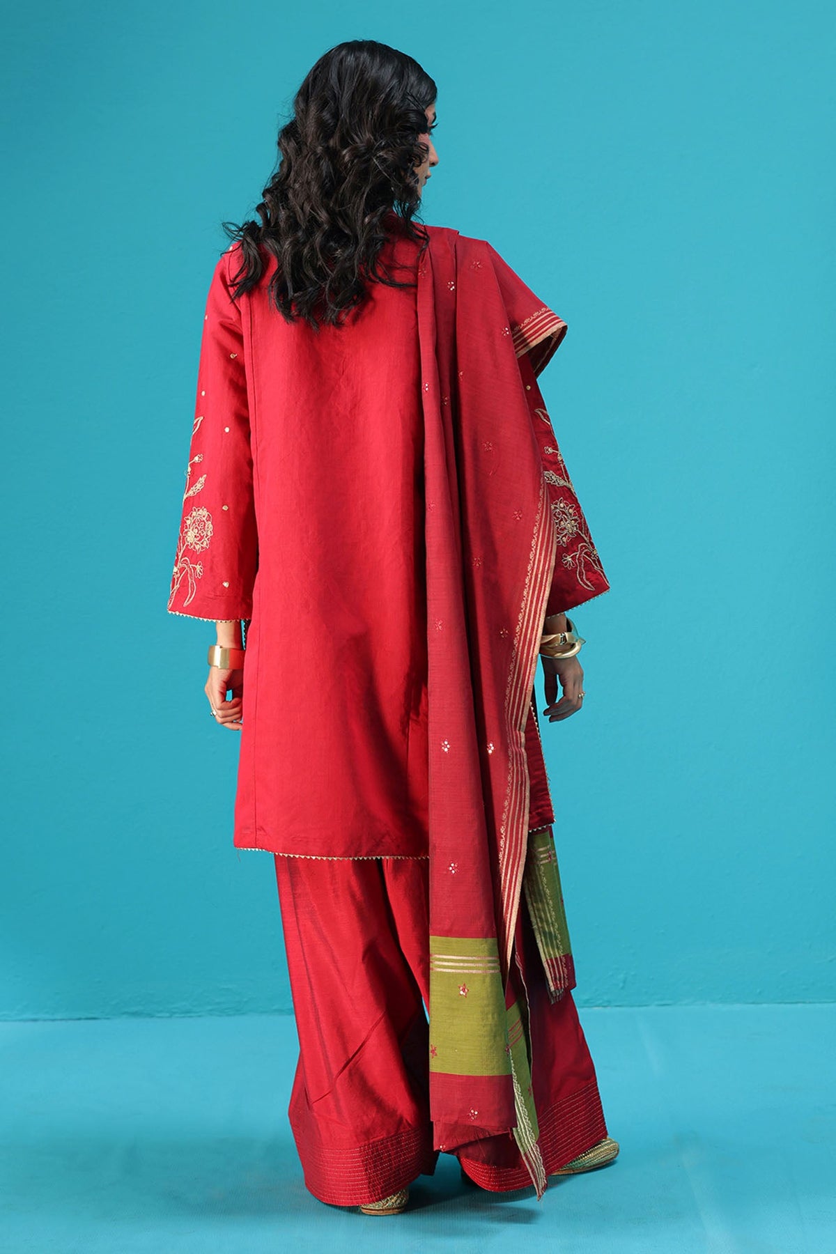Embroidered Ruby Reverie Ensemble