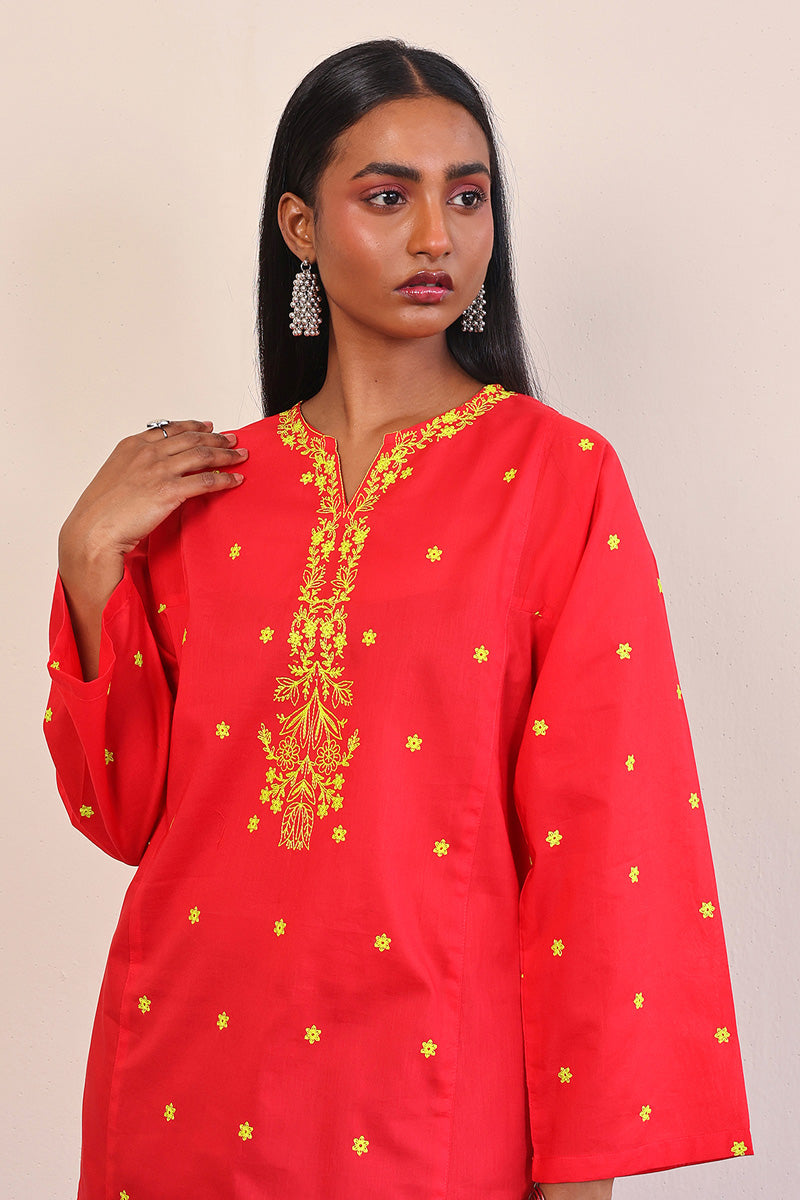 Gul Meena Crimson Kurta