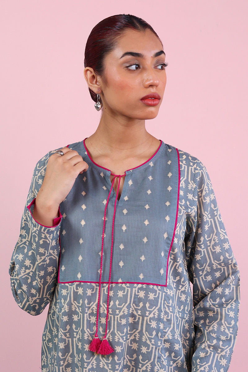 Dhakai Print Blocked Kurta