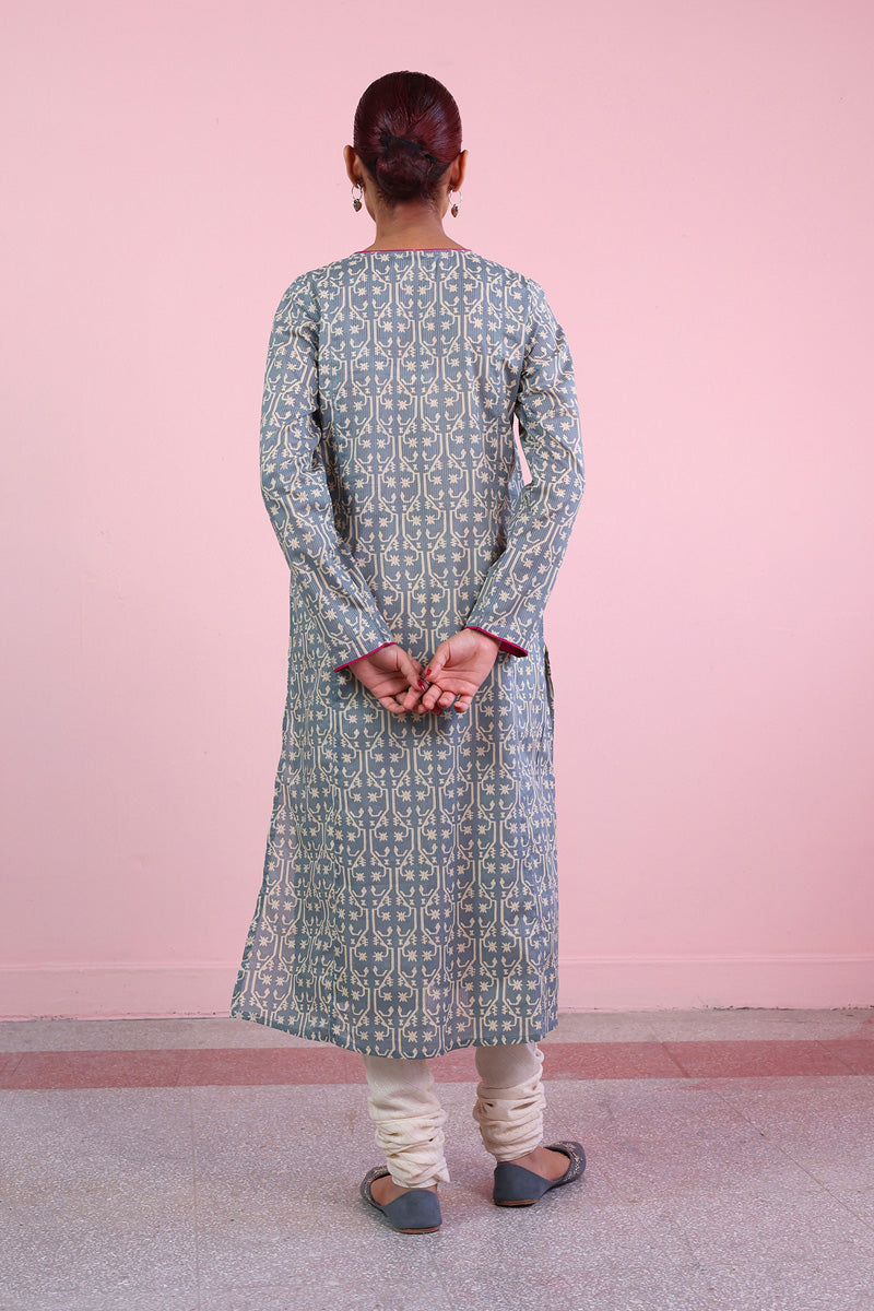 Dhakai Print Blocked Kurta