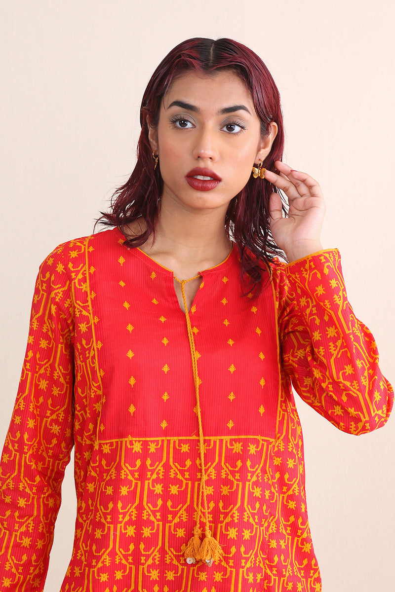 Dhakai Print Blocked Kurta