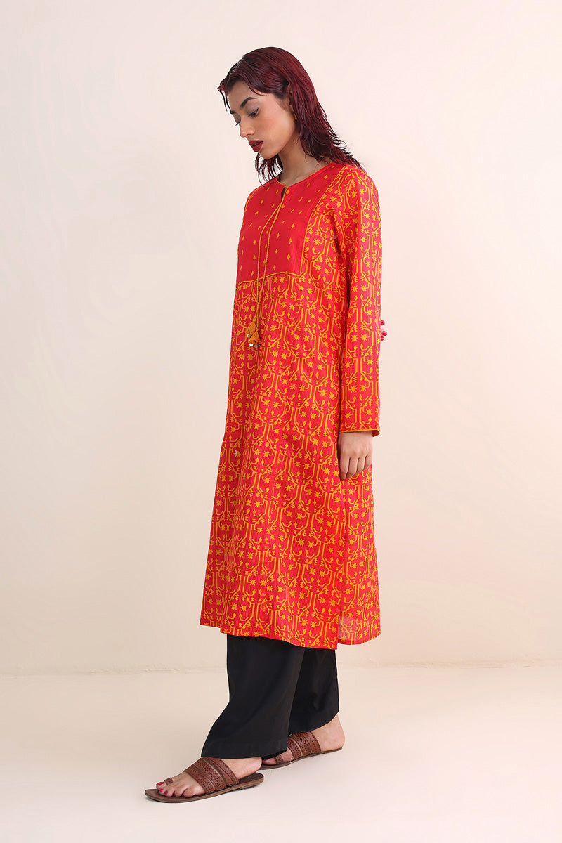 Dhakai Print Blocked Kurta