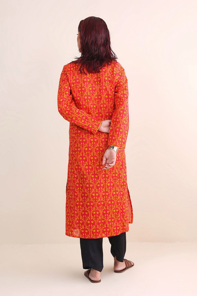 Dhakai Print Blocked Kurta