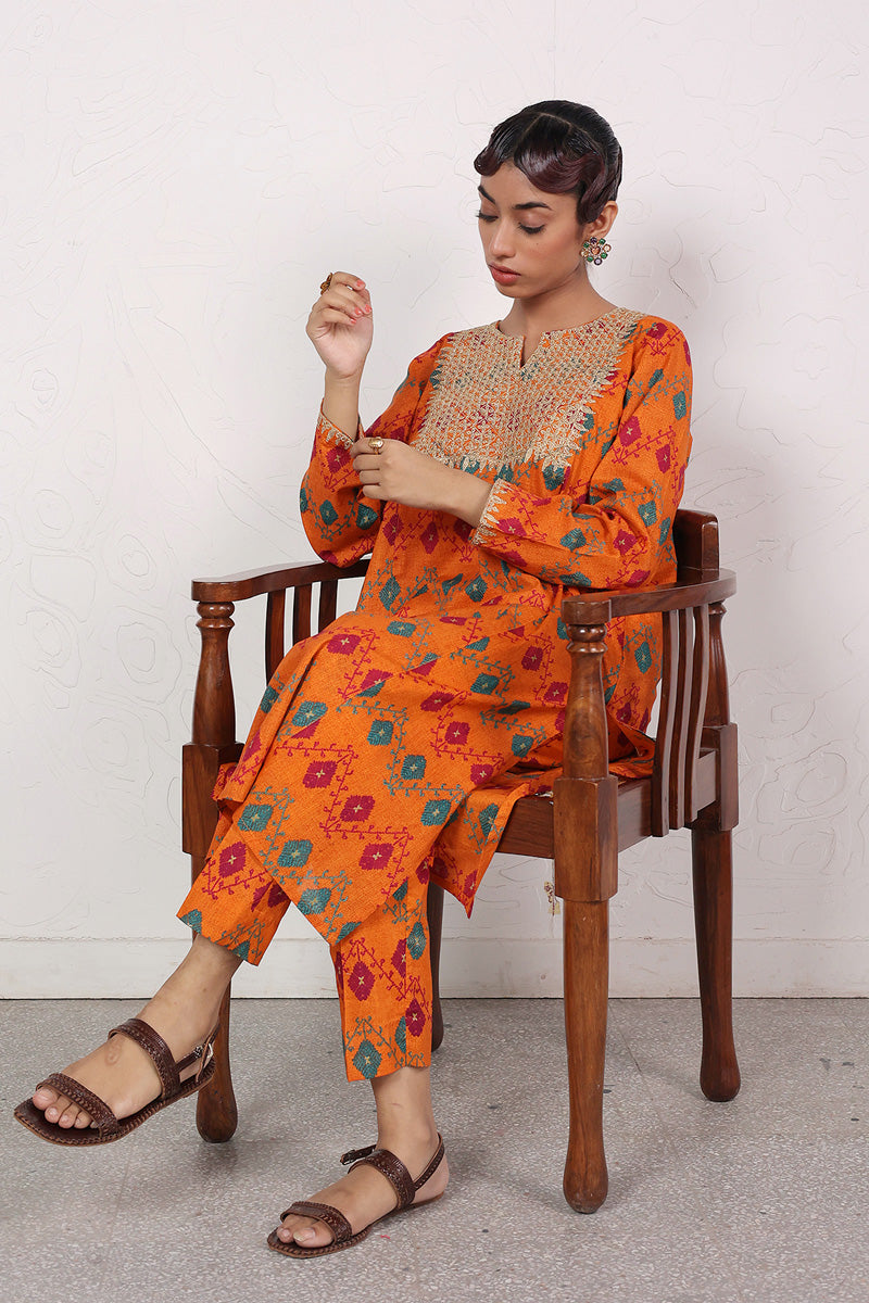 Printed Phulkari 2-Piece Set