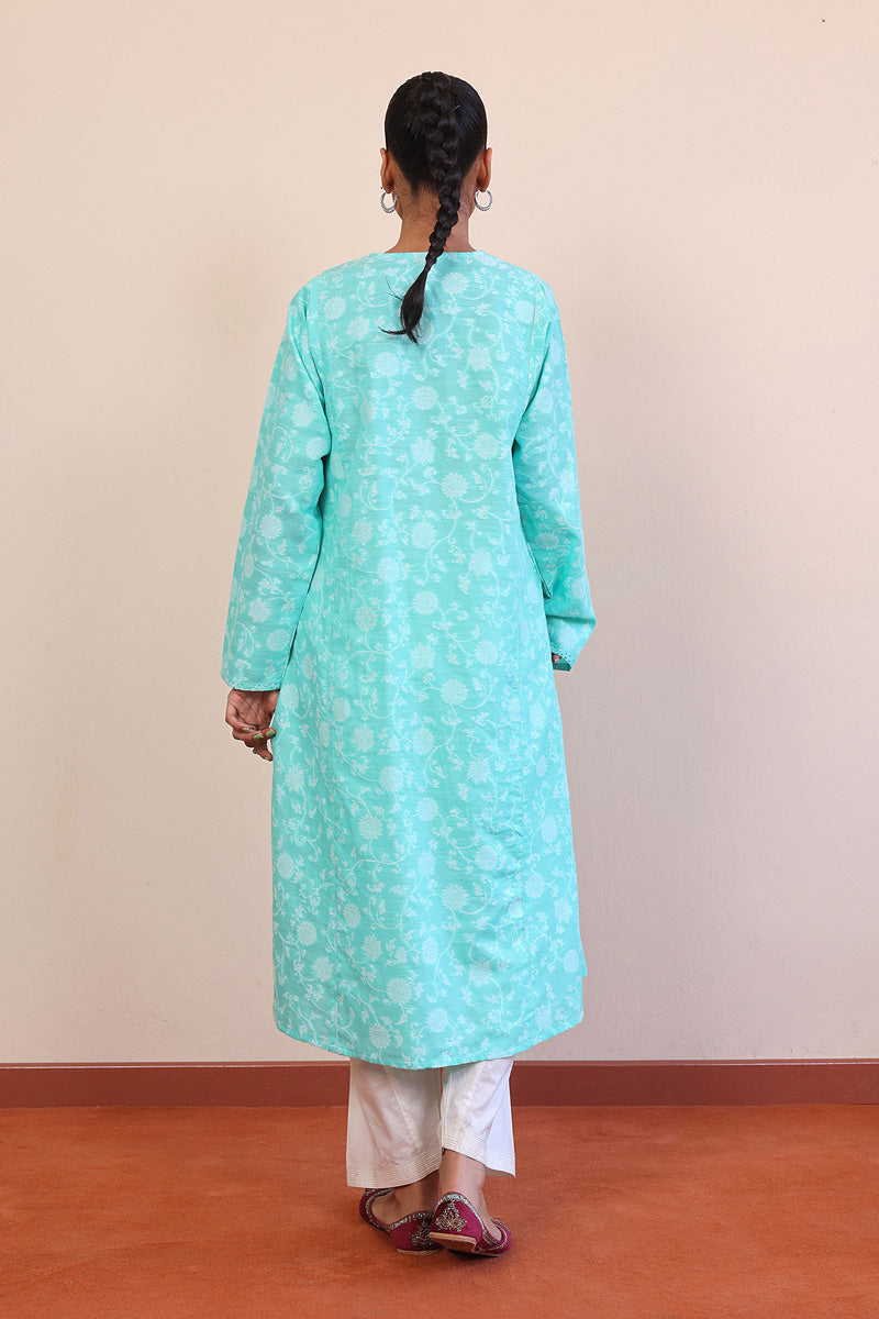 Breezy Blues Jacquard Kurta