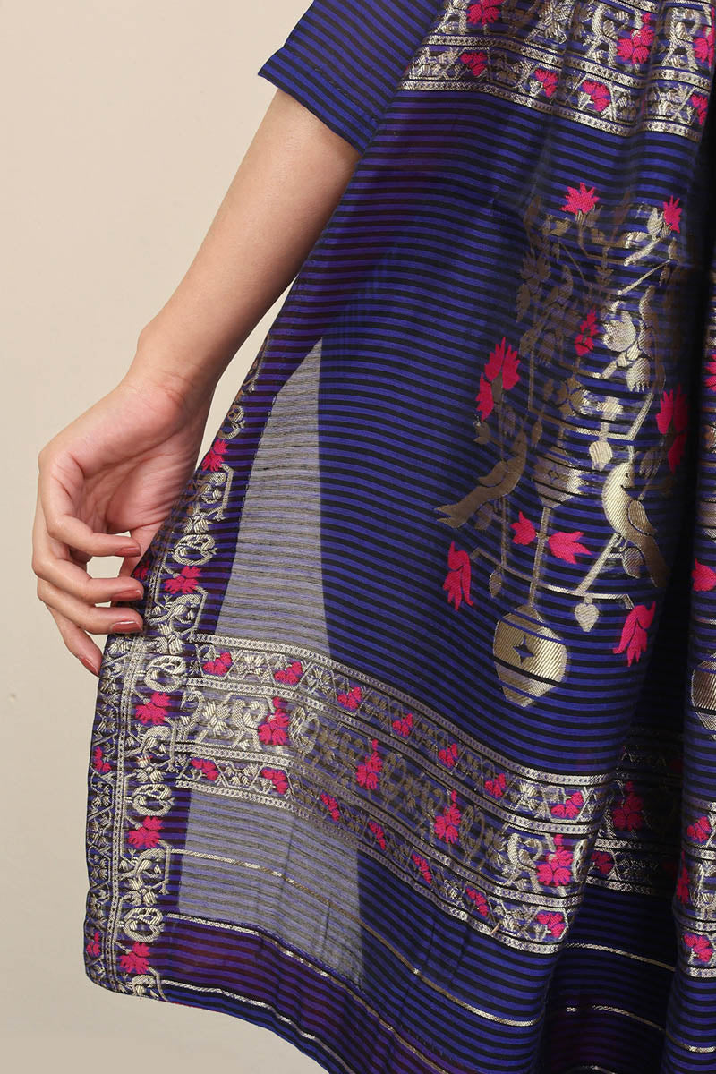 Pathani Peekaboo Midnight Sari