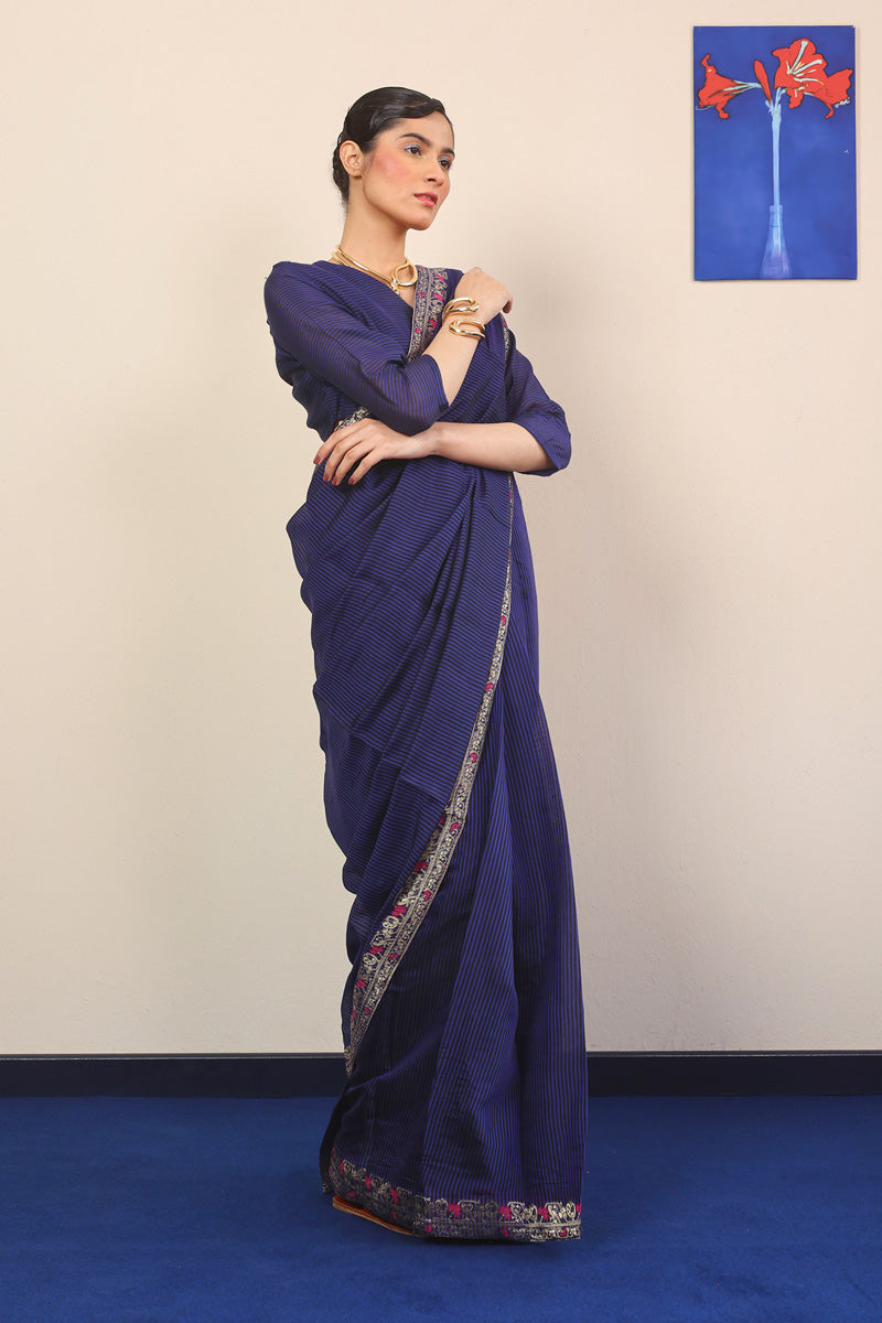 Pathani Peekaboo Midnight Sari