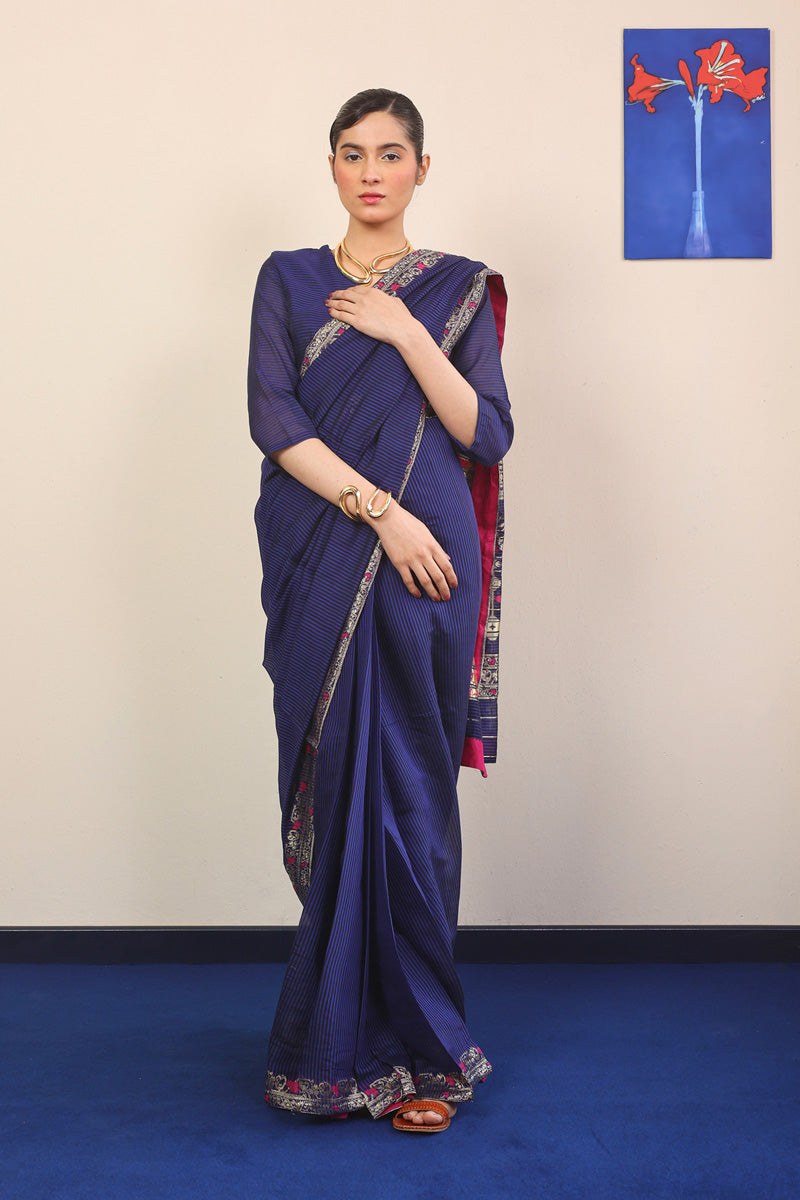 Pathani Peekaboo Midnight Sari