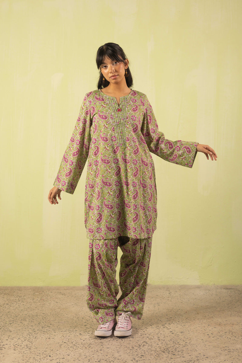 Kalamkari Pleated Dual-Set