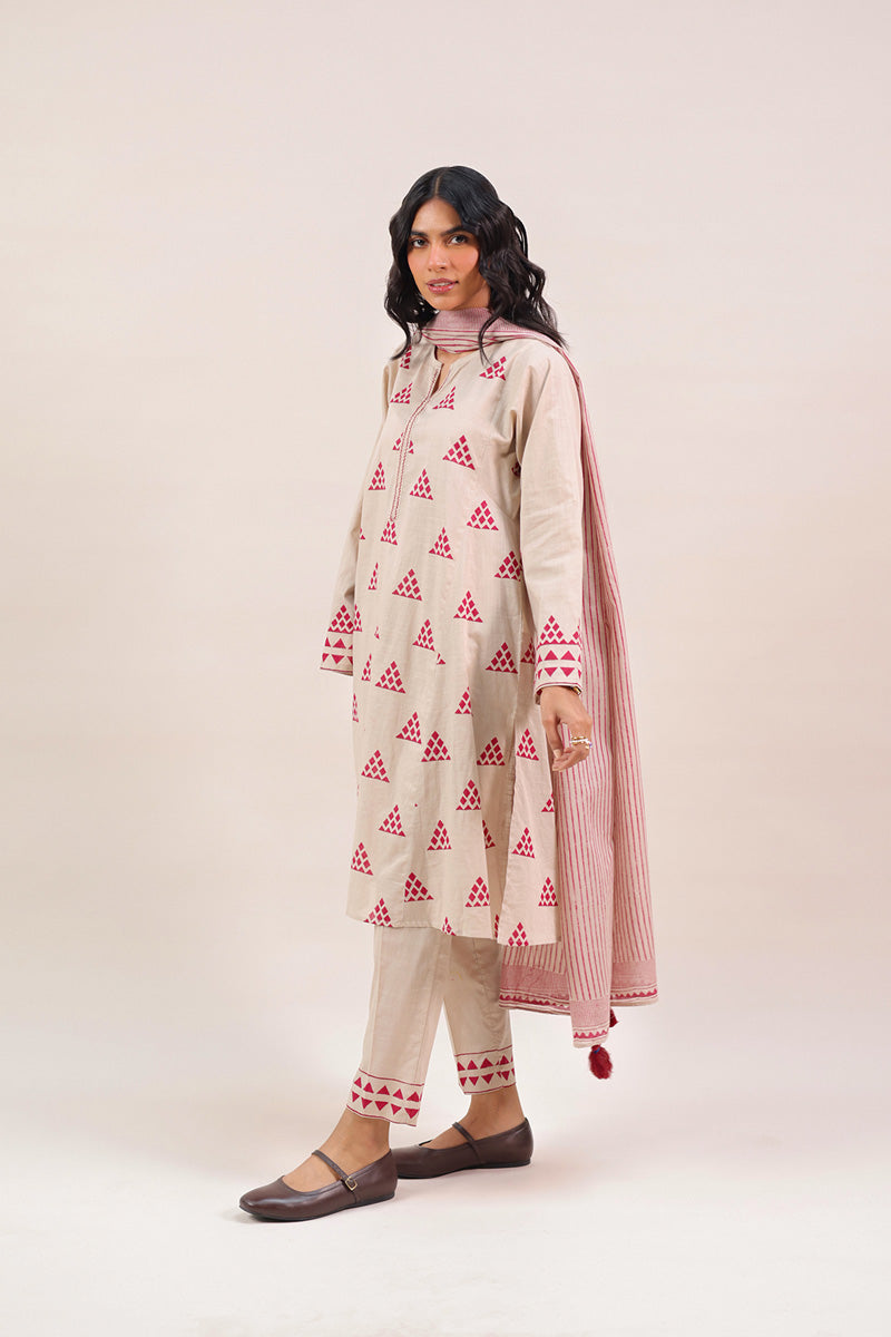 African Block-Printed 3 Piece Suit