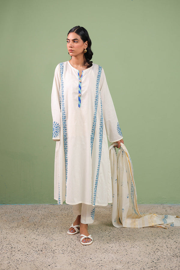 Block-Printed Anarkali 3 Piece Suit