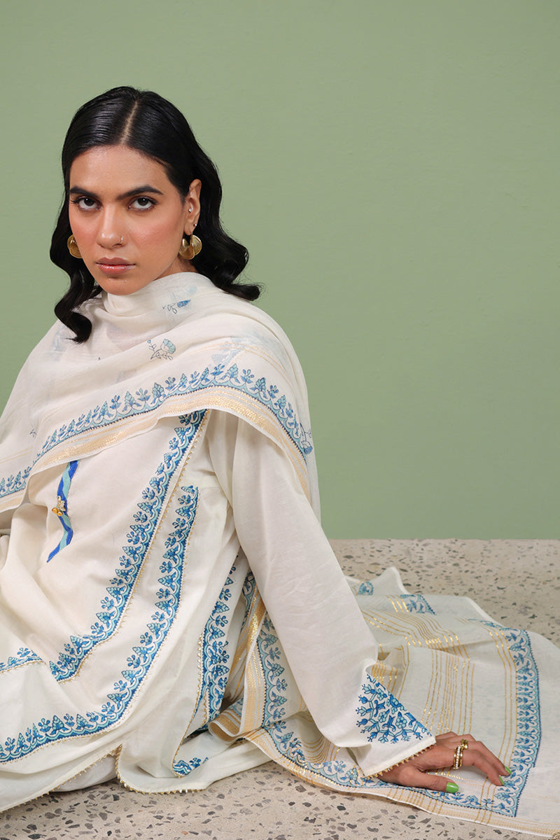 Block-Printed Anarkali 3 Piece Suit