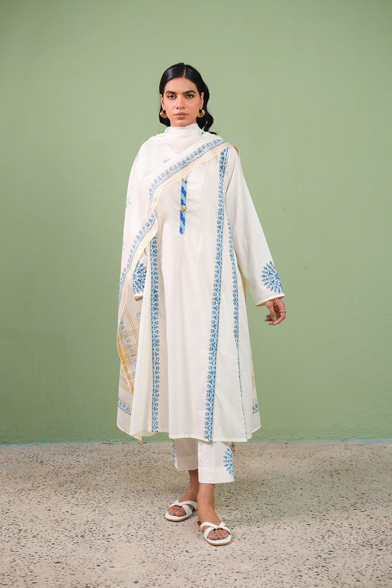 Block-Printed Anarkali 3 Piece Suit