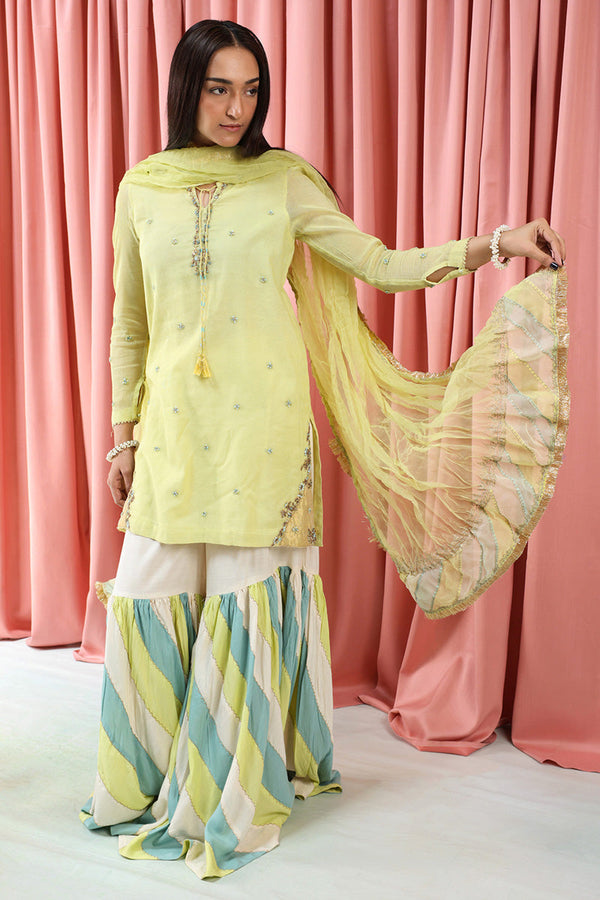 Mahrani Embroidered Gharara 3-Piece suit