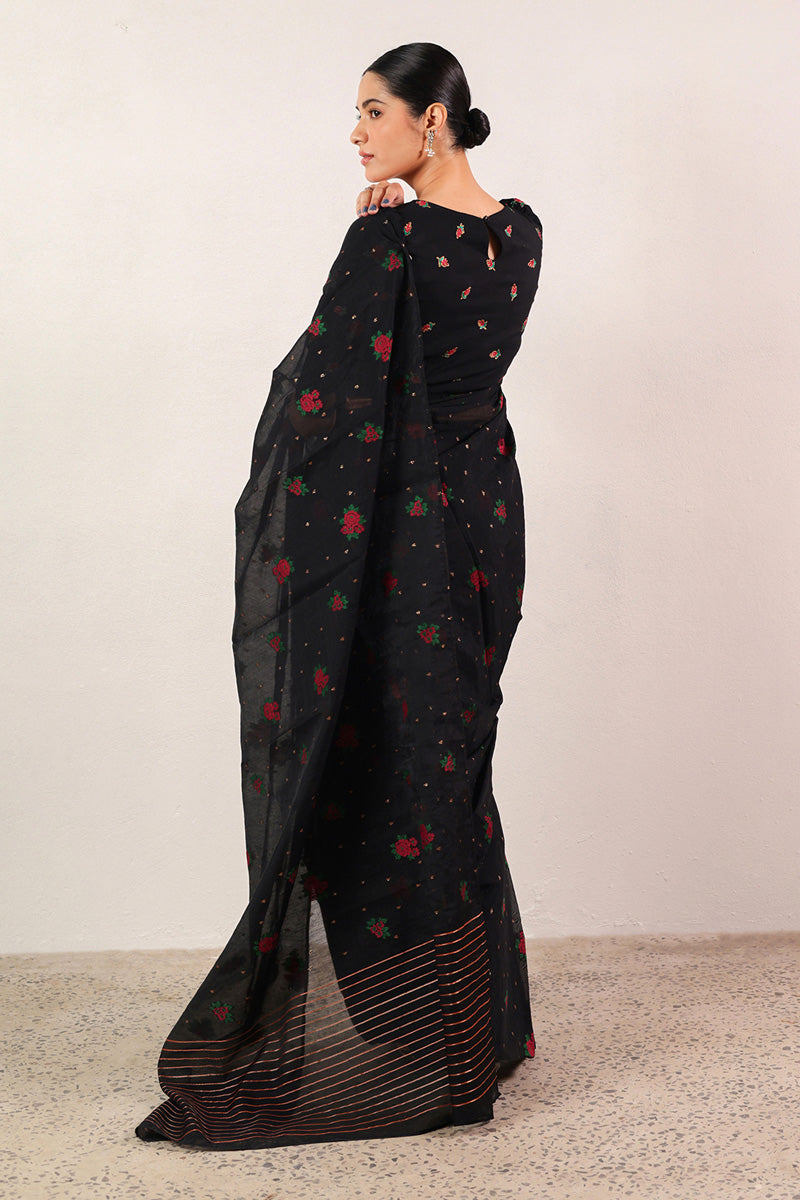 Golden Rose Jacquard Saree