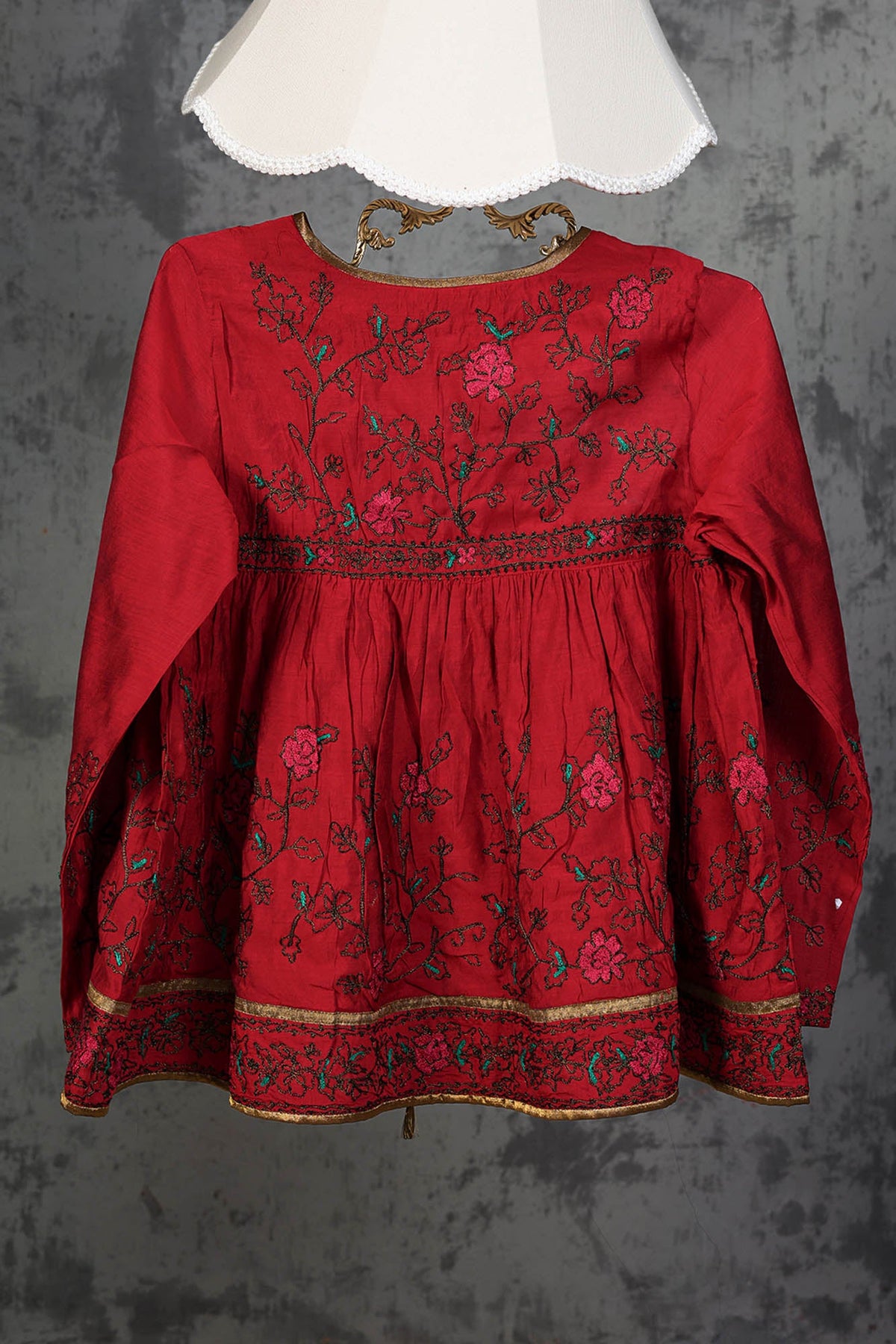 Embroidered Gathered Top