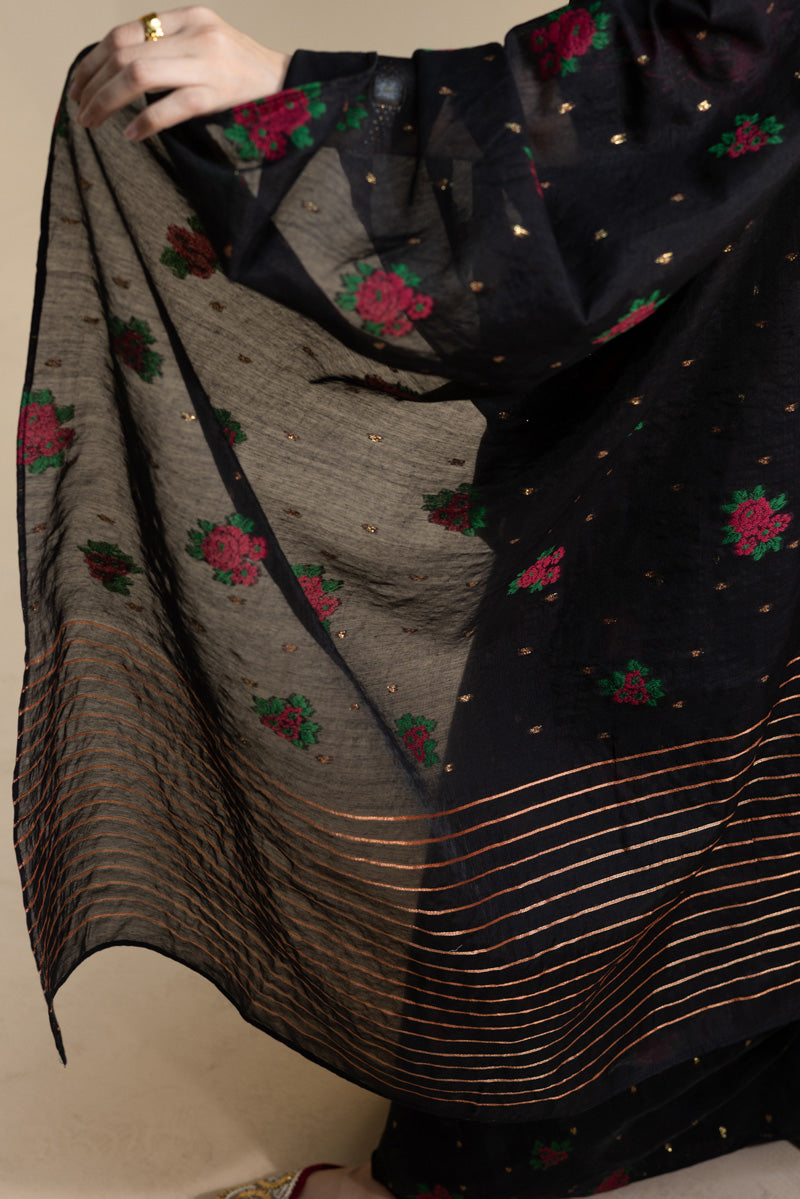 Golden Rose Jacquard Saree
