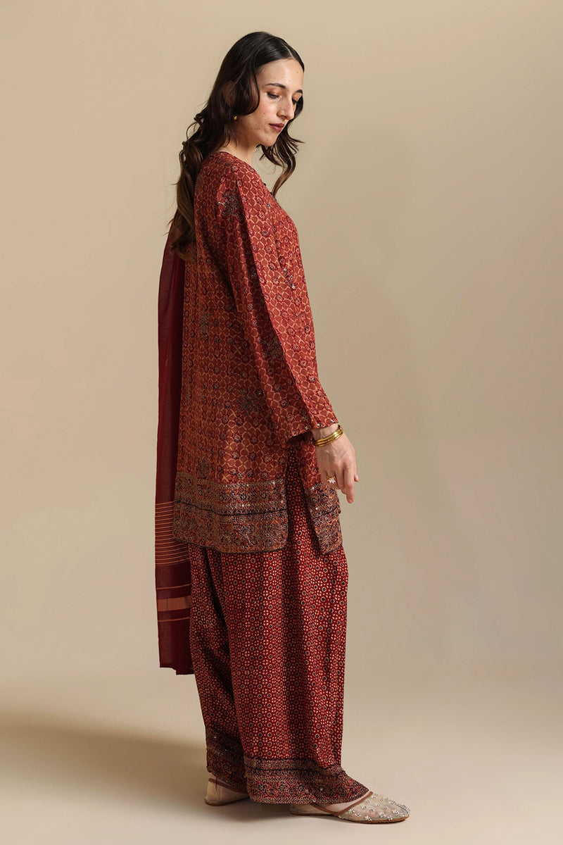 Ajrak Dastaan Embroidered Ensemble