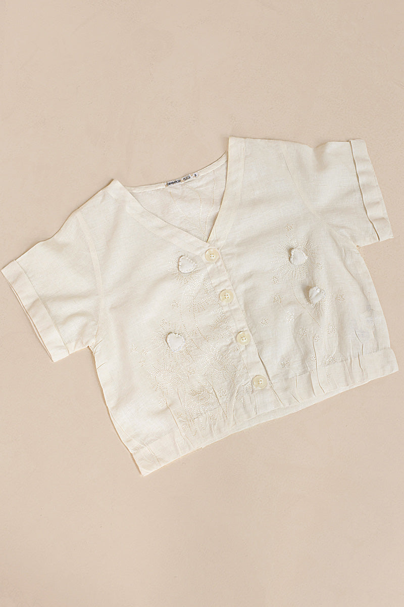 Embroidered Heart loom Top