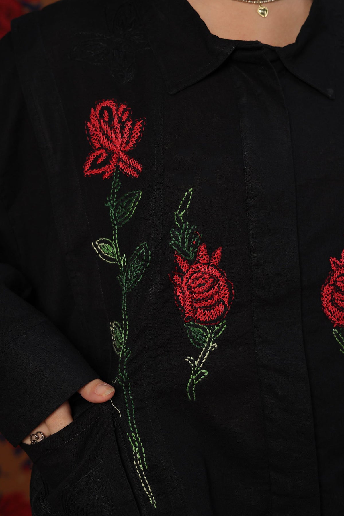 Rosette Embroidered Jacket