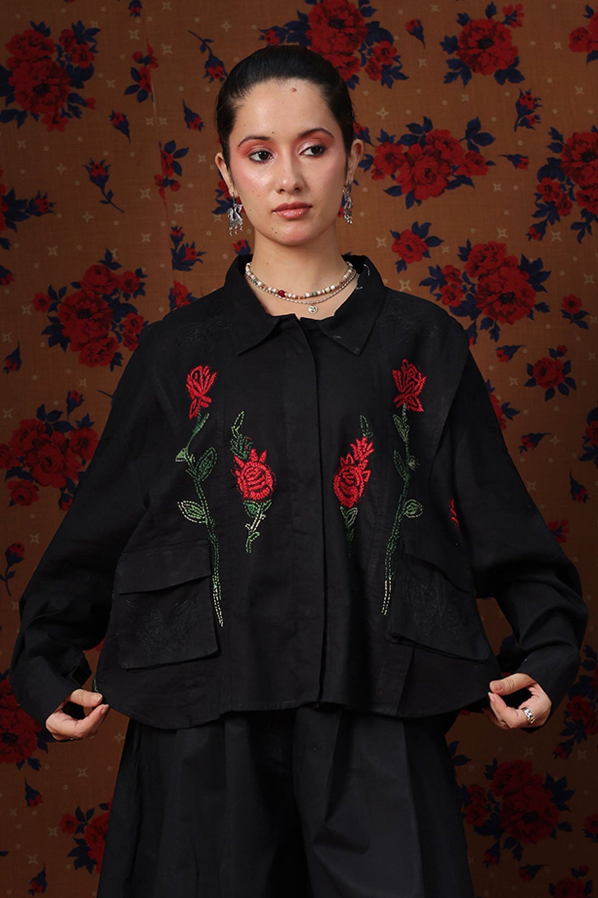 Rosette Embroidered Jacket