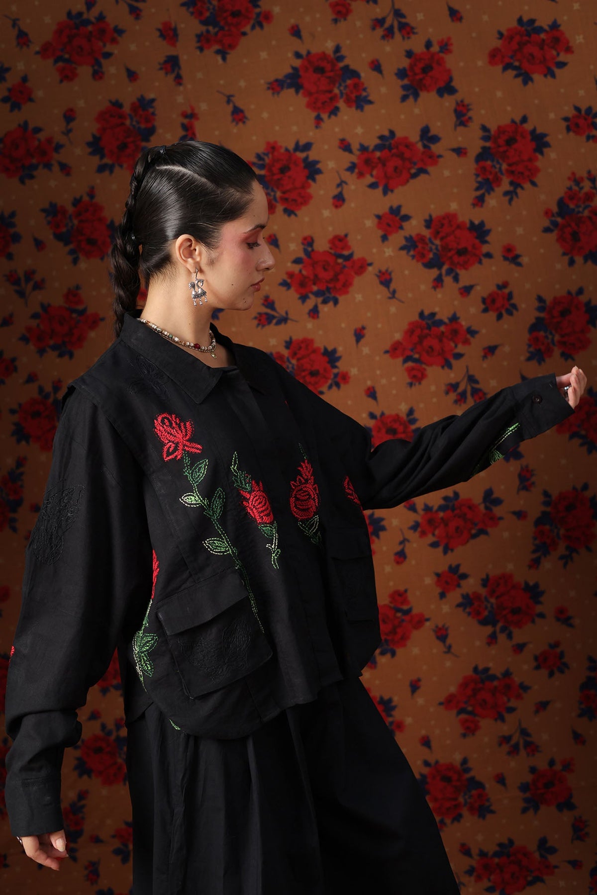 Rosette Embroidered Jacket