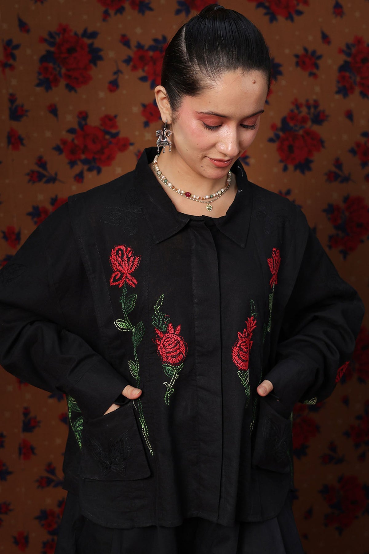 Rosette Embroidered Jacket