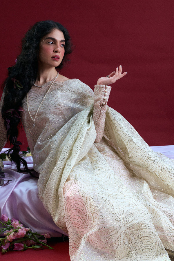 Ivory Whisper Sequin Saree