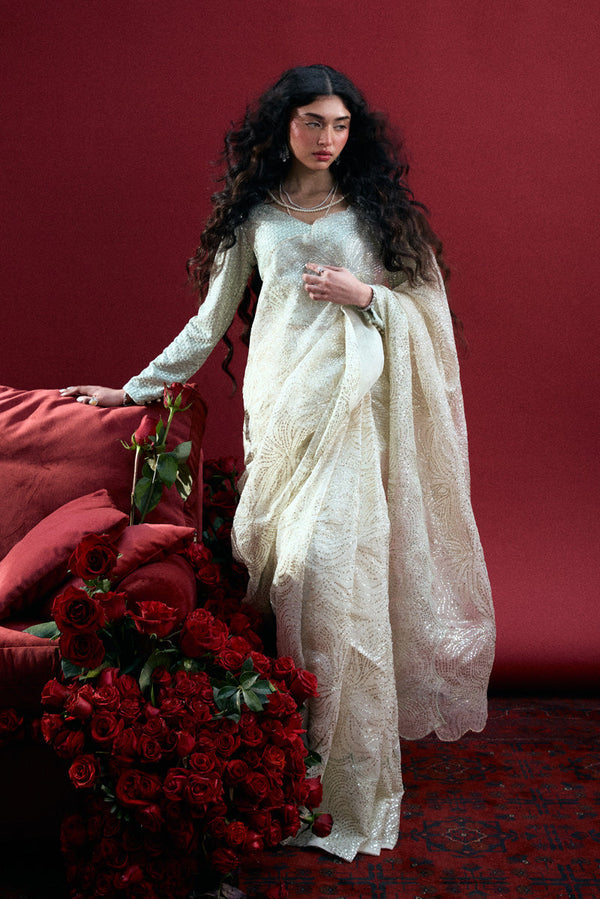 Ivory Whisper Sequin Saree