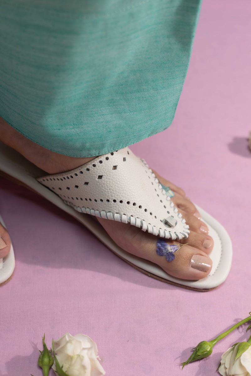 Threaded Calm Leather Flat Slip-On